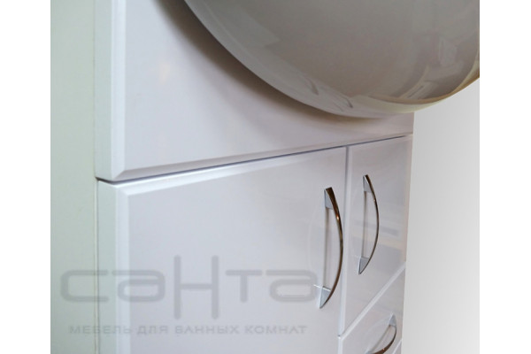Тумба с раковиной СанТа Уют 55 2 двери, 2 ящика, напольная, ручки хром