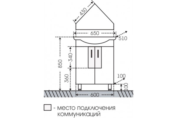 Тумба для комплекта СанТа Аврора угловая напольная, с дверками