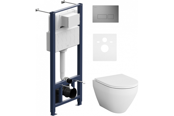 Комплект Унитаз подвесной AM.PM Spirit V2.0 с микролифтом + Инсталляция Pro I012704.7031 с клавишей Pro S, матовый никель