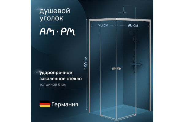 Душевой уголок AM.PM X-Joy W94G-403-10080-MТ 100х80 см, профиль хром матовый