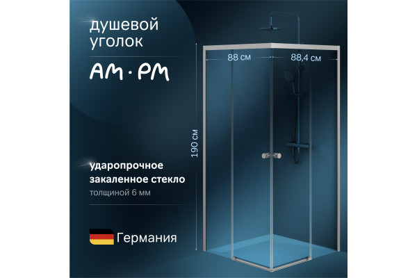 Душевой уголок AM.PM X-Joy W94G-403-9090-МТ 90х90 см, профиль хром матовый