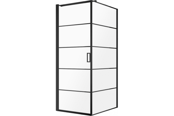 Душевой уголок AQUAme AQM5215-LH-8 80х80, профиль черный матовый