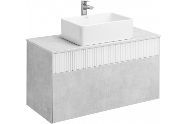 Тумба с раковиной AQUATON Марбл 100 слэйт, белая матовая, раковина 32700B000