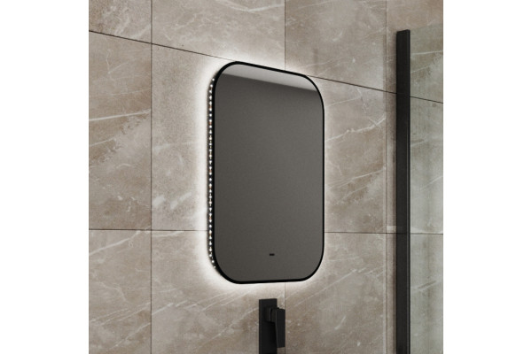 Зеркало Bauedge Black Rand 50х70, с подсветкой, сенсорное, черное