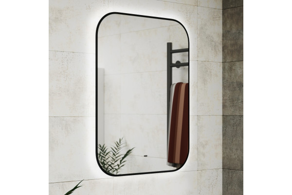 Зеркало Bauedge Black Rand 60х80, с подсветкой, сенсорное, черное
