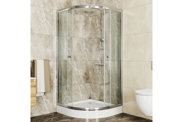 Душевой уголок Bauedge SB0003, 90x90, с поддоном, профиль хром
