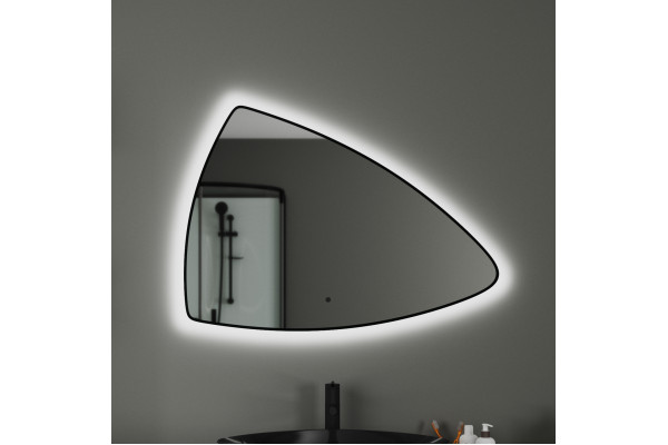 Зеркало Bauedge Triangle Loft 90х70, с подсветкой, сенсорное, черное