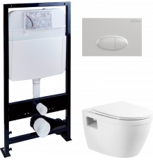 Комплект Унитаз подвесной BelBagno Loto BB070CHR/SC безободковый + Инсталляция EWRIKA ProLT 0026-2020 + Кнопка 0052 белая
