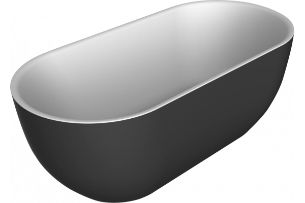 Акриловая ванна BelBagno BB70-1700-800-W/NM 170x80 см, отдельностоящая, овальная, с ножками, со сливом-переливом, черная