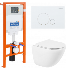 Комплект Унитаз подвесной BelBagno Amanda BB051CHR крышка BB051SC, безободковый, с микролифтом + Система инсталляции для унитазов BelBagno BB002-80 с