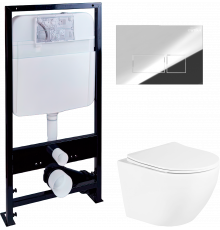 Комплект Унитаз подвесной BelBagno Uno + Инсталляция EWRIKA ProLT 0026-2020 + Кнопка 0041 хром