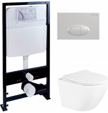 Комплект Унитаз подвесной BelBagno Uno + Инсталляция EWRIKA ProLT 0026-2020 + Кнопка 0052 белая