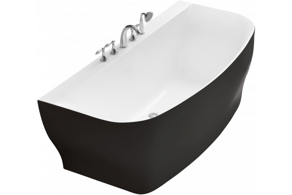 Акриловая ванна BelBagno BB74-NERO-W0 165x80 см, с ножками, с донным клапаном, черная