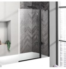 Шторка на ванну BelBagno Uno V-11-100/150-C-Nero профиль черный, стекло прозрачное