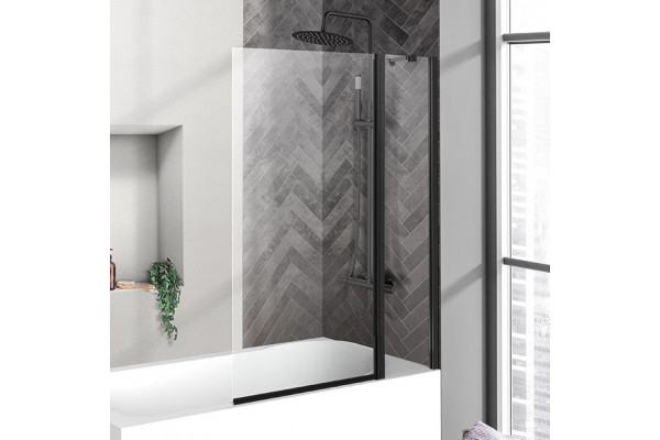 Шторка на ванну BelBagno Uno V-11-100/150-C-Nero профиль черный, стекло прозрачное