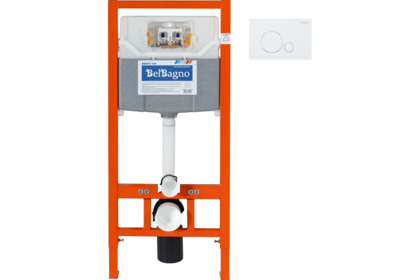 Система инсталляции для унитазов BelBagno BB001-120  с кнопкой смыва BB014-SR-BIANCO