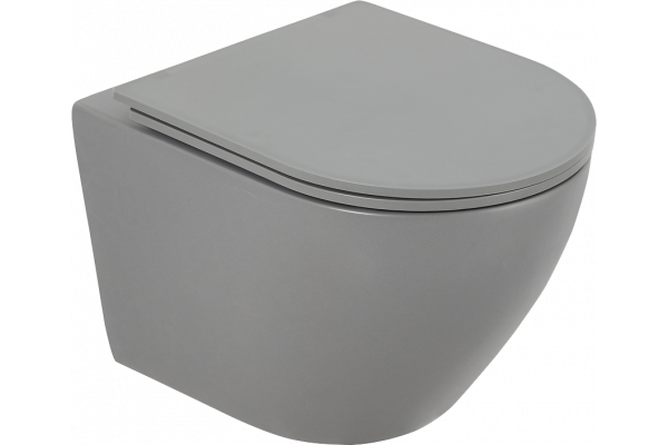 Унитаз подвесной BelBagno Colorato BB062CHR-GR безободковый, с микролифтом, матовый серый