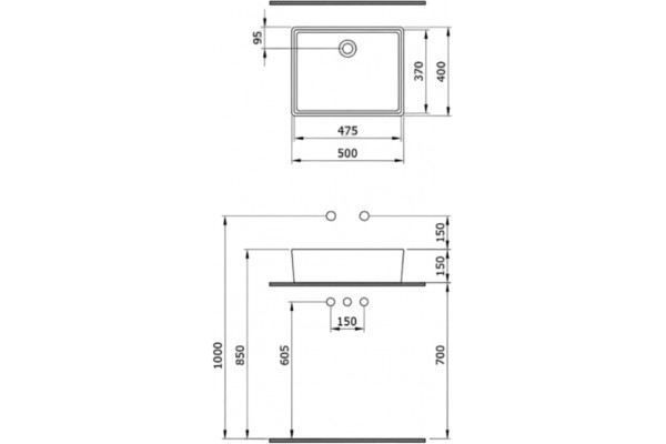 Раковина BOCCHI Milano 1215-062-0125 глянцевая белая