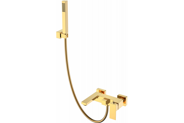 Смеситель для ванны с душем Boheme Qubic 473-G shinny gold
