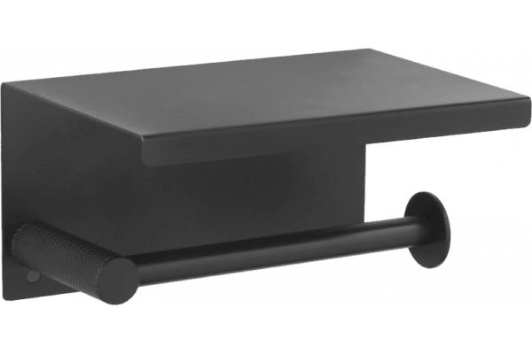 Держатель туалетной бумаги Boheme Uno 10971-B black с полкой для телефона