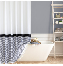 Штора для ванной Carnation Home Fashions Stripe White, Grey 183х213 см