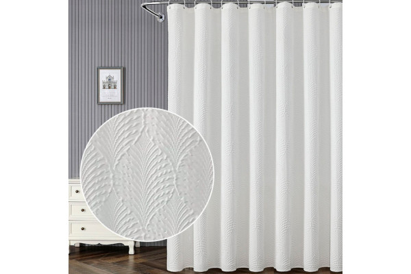 Штора для ванной Carnation Home Fashions White Diversity Leaf 180х200