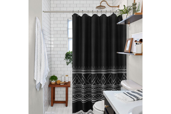 Штора для ванной Carnation Home Fashions Boho Black 183х213 см