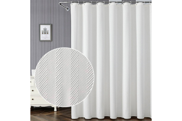 Штора для ванной Carnation Home Fashions White Diversity Bone 180х200