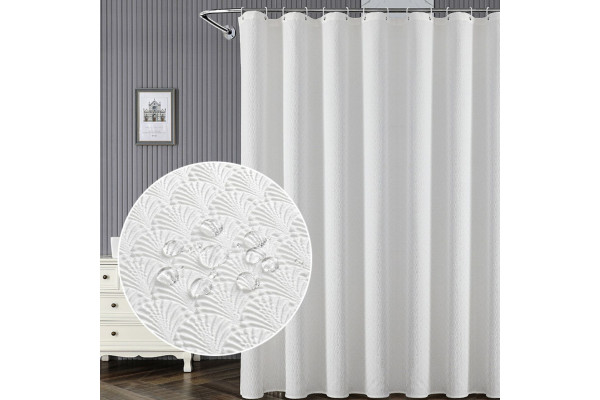 Штора для ванной Carnation Home Fashions White Diversity Ginkgo 180х200