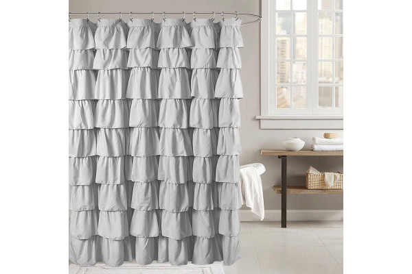 Штора для ванной Carnation Home Fashions Flounce Grey 180х180 см, серая