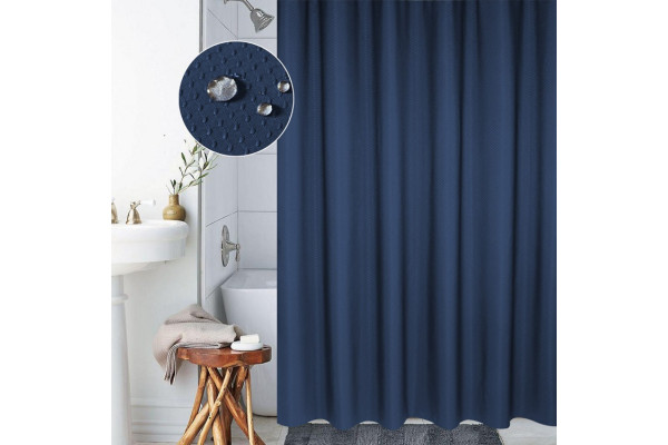 Штора для ванной Carnation Home Fashions Grace Jacquard Navy 180х200 см