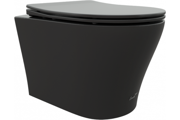 Унитаз подвесной Cerutti Spa Adige Aria 9246 MB безободковый, с микролифтом, черный матовый
