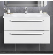 Тумба с раковиной Cezares Eco 90, bianco opaco, 2 ящика, ручки хром