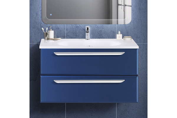 Тумба с раковиной Cezares Eco 90, sapfiro, 2 ящика, ручки хром