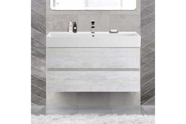 Тумба с раковиной Cezares Molveno 46 100 legno bianco, с раковиной Cezares CZR-MIL-100-LVB