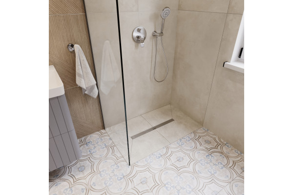 Душевой лоток CK DRAIN VERA-SAQUA014 60 см, двойной, с мокрым затвором, щелевой, из нержавеющей стали, с решеткой