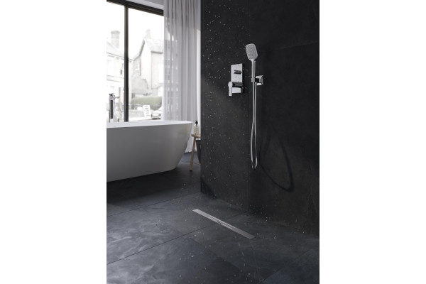 Душевой лоток CK DRAIN VERA-SAQUA014 60 см, двойной, с мокрым затвором, щелевой, из нержавеющей стали, с решеткой