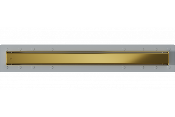 Душевой трап (лоток) CK DRAIN AQCP11-60 Plain GOLD 60 см, щелевая решетка из нержавеющей стали, золото, с рамкой
