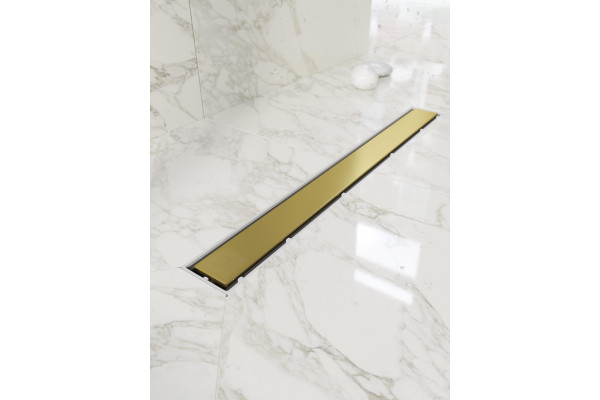 Душевой трап (лоток) CK DRAIN 1105-00165 GOLD 65 см, с мокрым затвором, щелевой, из нержавеющей стали, с решеткой, золото