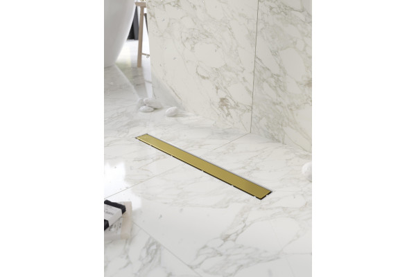 Душевой трап (лоток) CK DRAIN 1105-00165 GOLD 65 см, с мокрым затвором, щелевой, из нержавеющей стали, с решеткой, золото