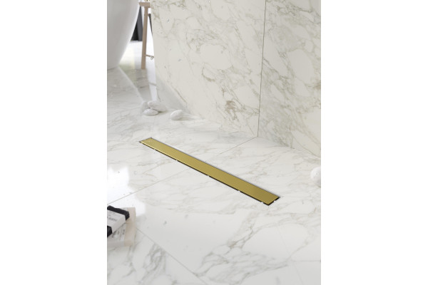 Душевой трап (лоток) CK DRAIN 1105-00155 GOLD 55 см, с мокрым затвором, щелевой, из нержавеющей стали, с решеткой, золото