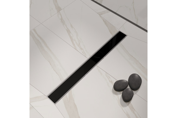 Душевой лоток CK DRAIN AQPP01-G-70 70 см, из нержавеющей стали,  щелевая решетка-стекло