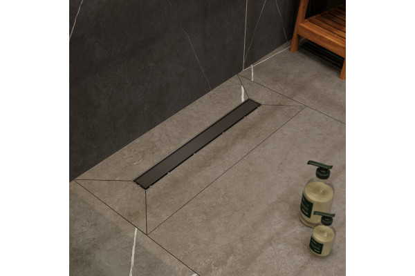 Душевой трап (лоток) CK DRAIN 1105-00165 65 см, с мокрым затвором, щелевой, из нержавеющей стали, с решеткой, черный