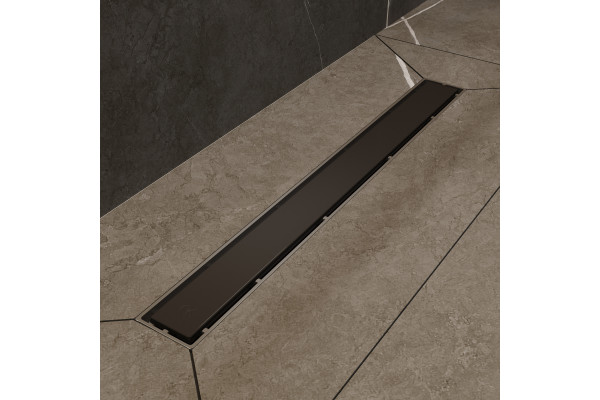 Душевой трап (лоток) CK DRAIN 1105-00165 65 см, с мокрым затвором, щелевой, из нержавеющей стали, с решеткой, черный