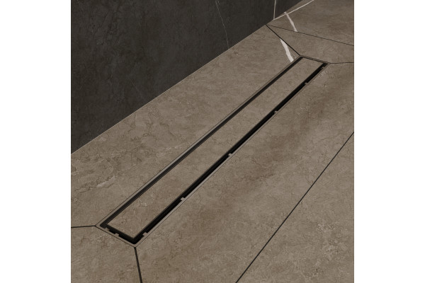 Душевой трап (лоток) CK DRAIN 1105-00165 65 см, с мокрым затвором, щелевой, из нержавеющей стали, с решеткой, черный