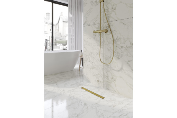 Душевой трап (лоток) CK DRAIN 1105-00155 GOLD глянец 55 см, с мокрым затвором, щелевой, из нержавеющей стали, с решеткой, золото