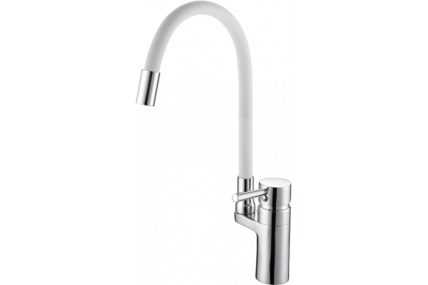 Смеситель для кухни D-lin D157315-3 с гибким изливом, хром, белый