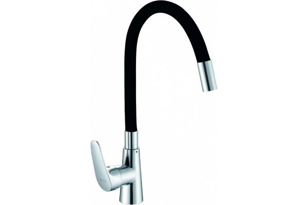 Смеситель для кухни D-lin D155302-1 с гибким изливом, хром, черный