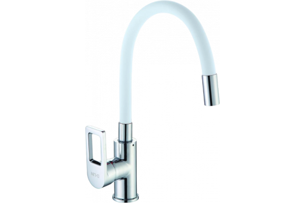 Смеситель для кухни D-lin D155308-3 с гибким изливом, хром, белый