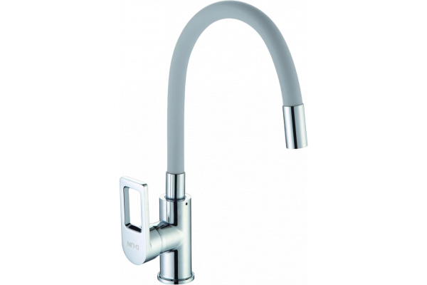 Смеситель для кухни D-lin D155308-2 с гибким изливом, хром, серый